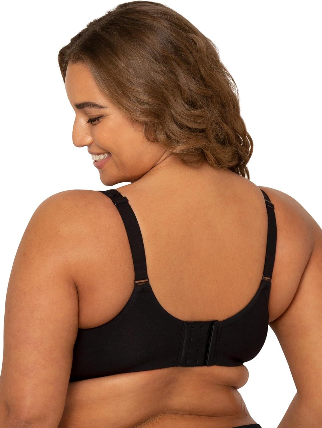 imageFit For Me By Fruit of the Loom Womens Plus Size Cotton Unlined Underwire BraPinchFree Straps  Side and Back SmoothingBlack Hue