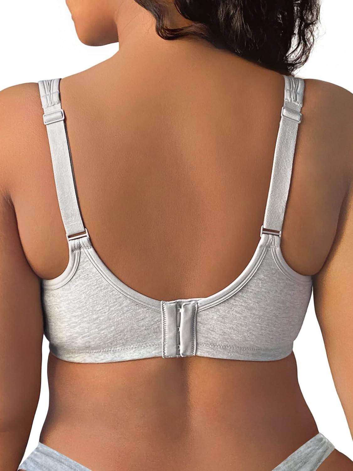 imageFit For Me By Fruit of the Loom Womens Plus Size Cotton Unlined Underwire BraPinchFree Straps  Side and Back SmoothingHeather Grey
