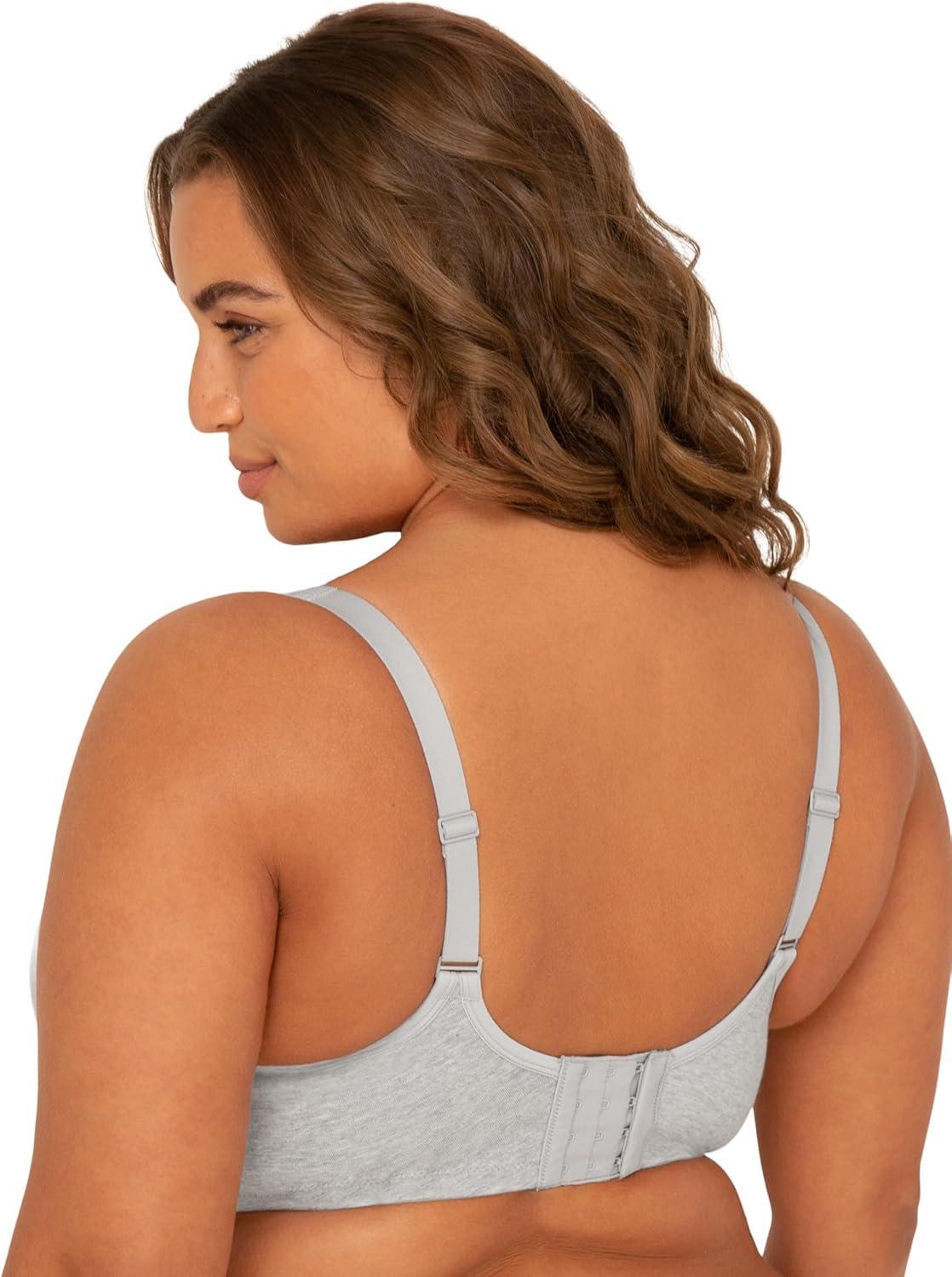 imageFit For Me By Fruit of the Loom Womens Plus Size Cotton Unlined Underwire BraPinchFree Straps  Side and Back SmoothingHeather Grey