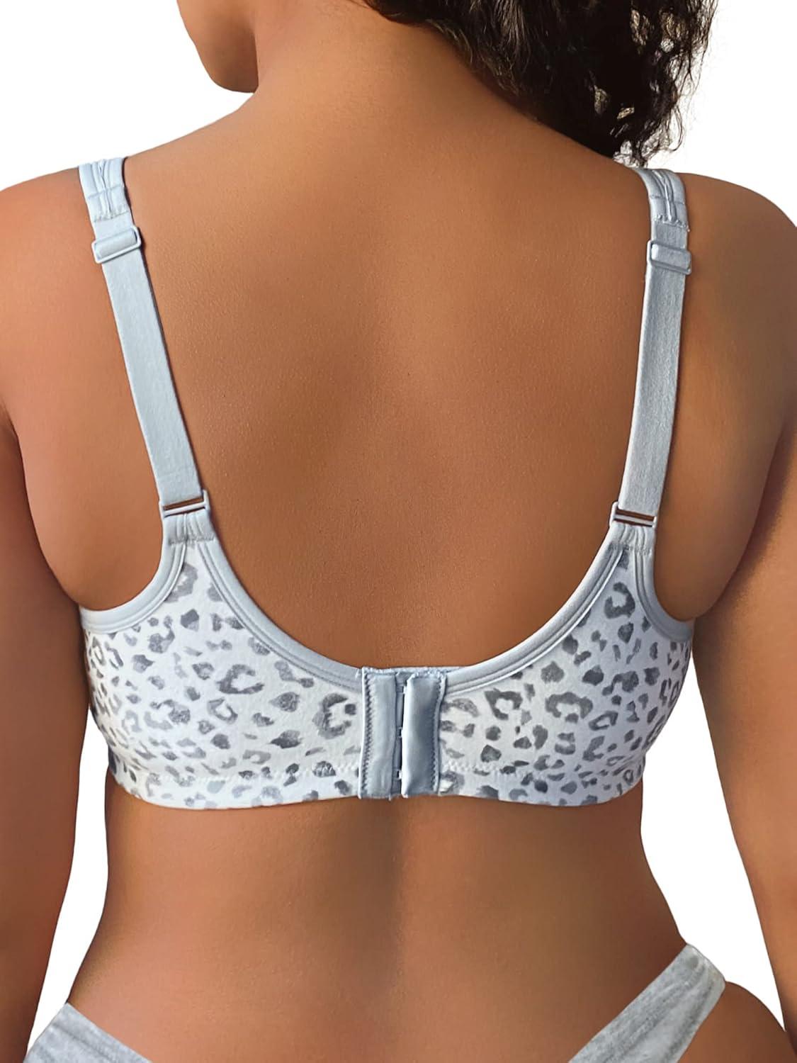 imageFit For Me By Fruit of the Loom Womens Plus Size Cotton Unlined Underwire BraPinchFree Straps  Side and Back SmoothingLeopard Smoke
