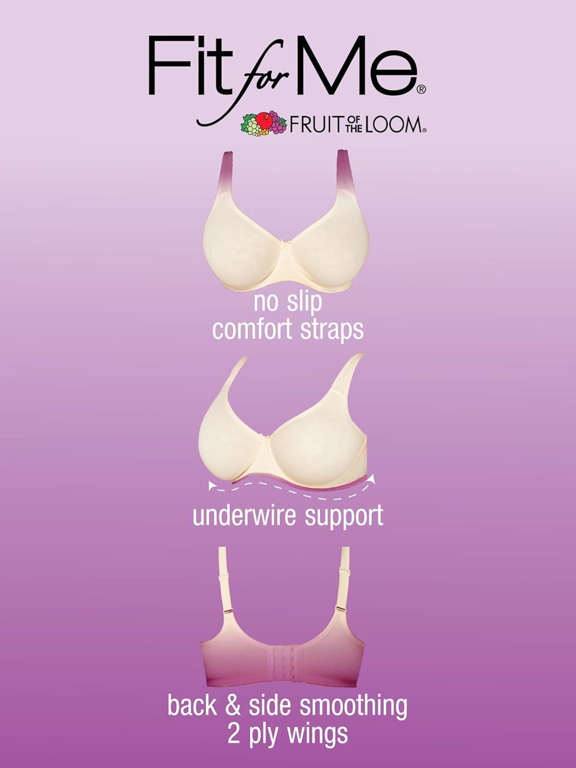 imageFit For Me By Fruit of the Loom Womens Plus Size Cotton Unlined Underwire BraPinchFree Straps  Side and Back SmoothingPristine
