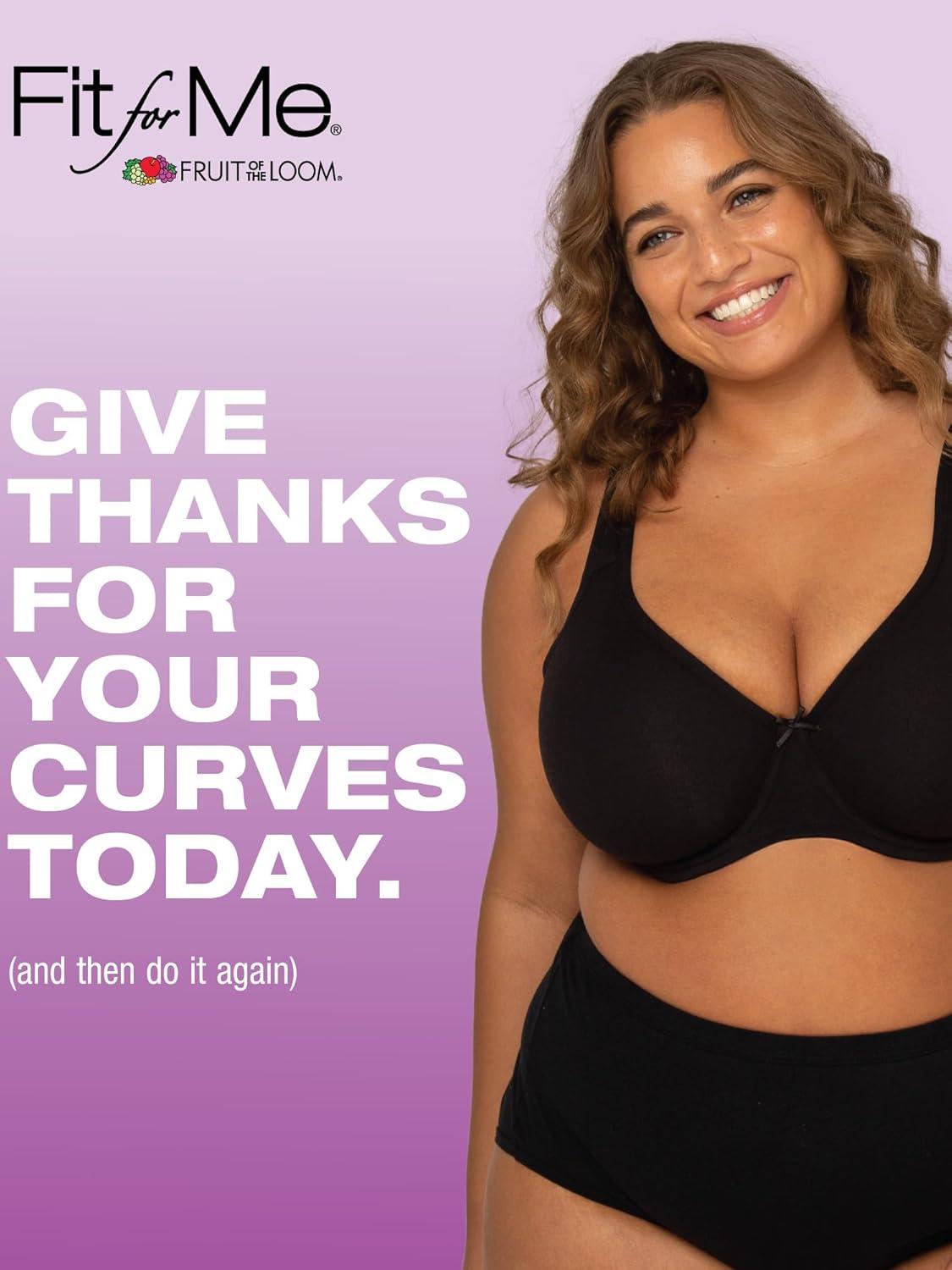 imageFit For Me By Fruit of the Loom Womens Plus Size Cotton Unlined Underwire BraPinchFree Straps  Side and Back SmoothingPristine