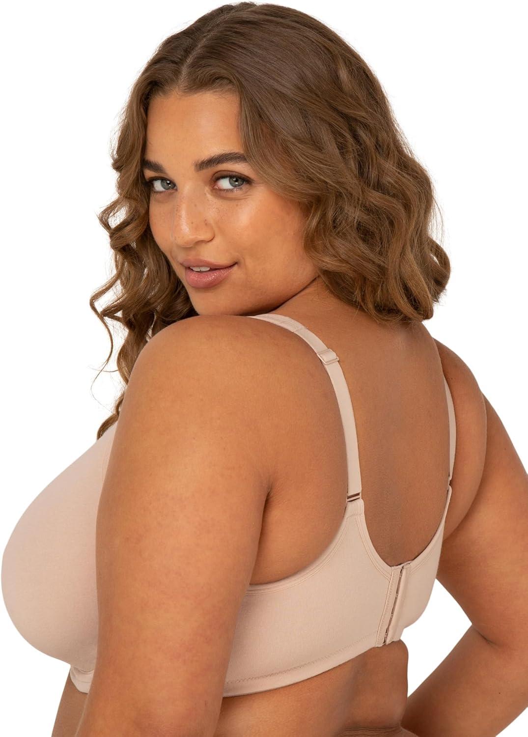 imageFit For Me By Fruit of the Loom Womens Plus Size Cotton Unlined Underwire BraPinchFree Straps  Side and Back SmoothingSand