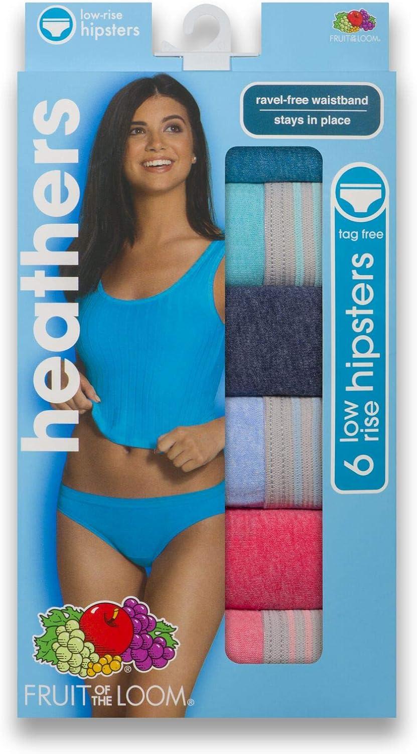 imageFruit of the Loom Womens Eversoft Cotton Hipster Underwear Tag Free ampamp Breathable Available in Plus SizeCotton Blend  Low Rise  6 Pack  PinkPurpleGrey