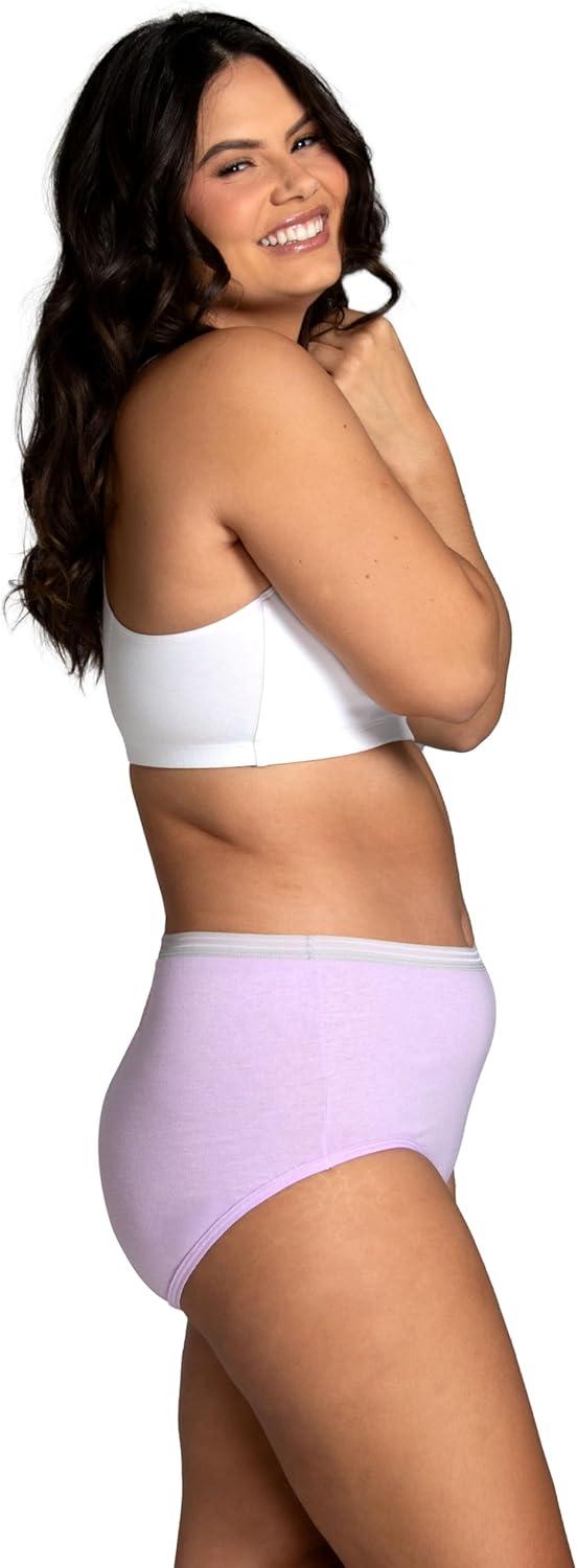 imageFruit of the Loom Womens Eversoft Cotton Underwear Multipacks Tag Free ampamp Breathable Available in Plus SizeBrief  GreyPinkBlue