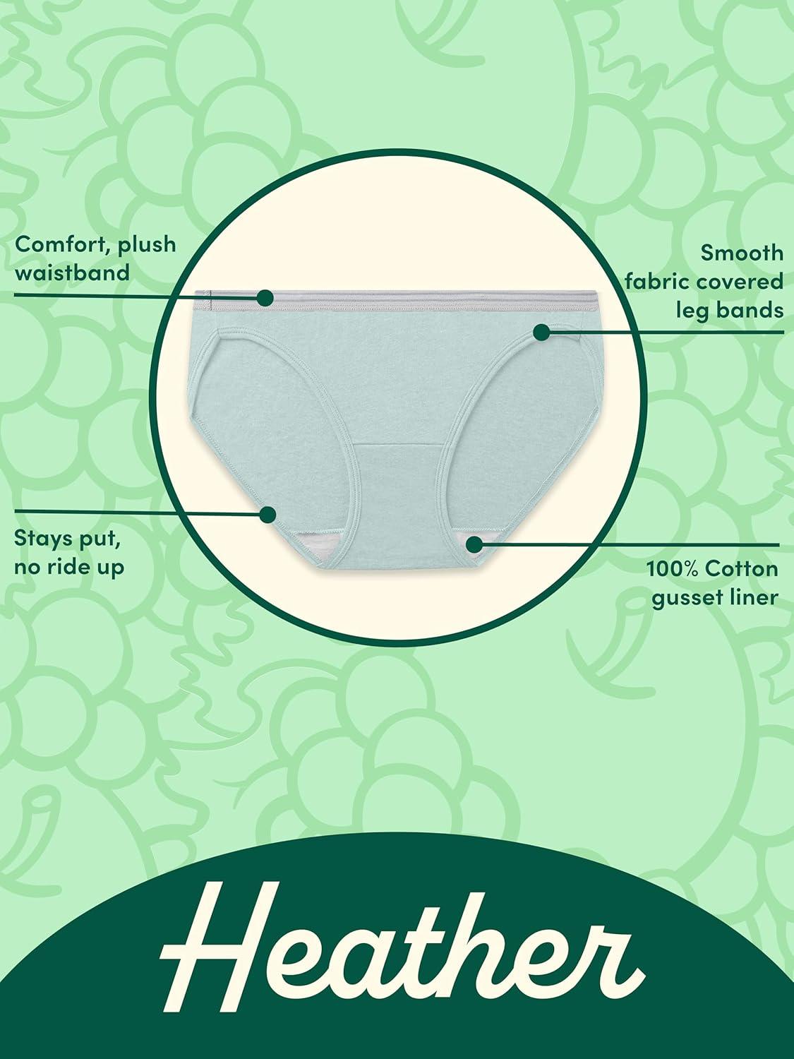 imageFruit of the Loom Womens Eversoft Cotton Underwear Multipacks Tag Free ampamp Breathable Available in Plus SizeBrief  GreyPinkBlue
