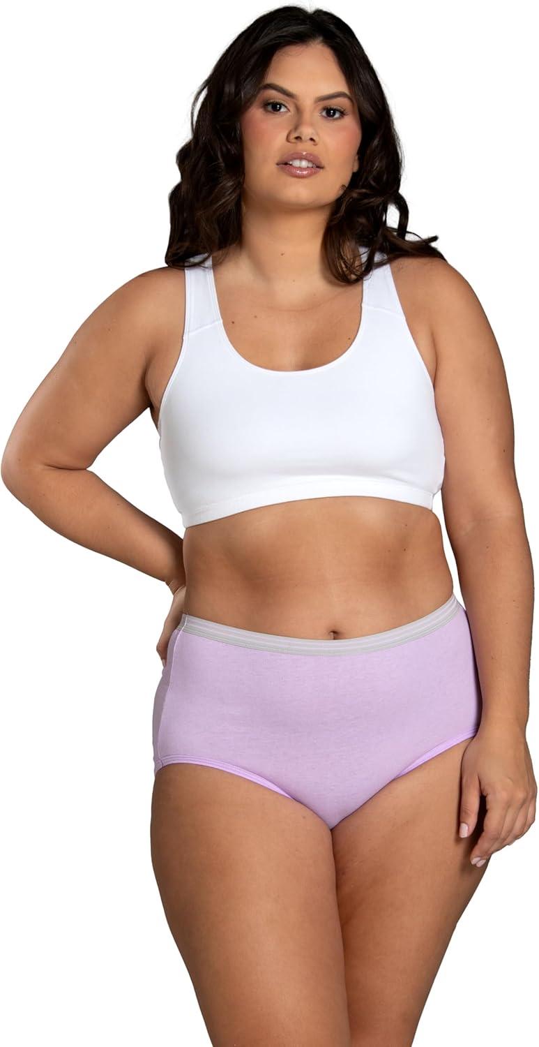 imageFruit of the Loom Womens Eversoft Cotton Underwear Multipacks Tag Free ampamp Breathable Available in Plus SizeBrief  GreyPinkBlue