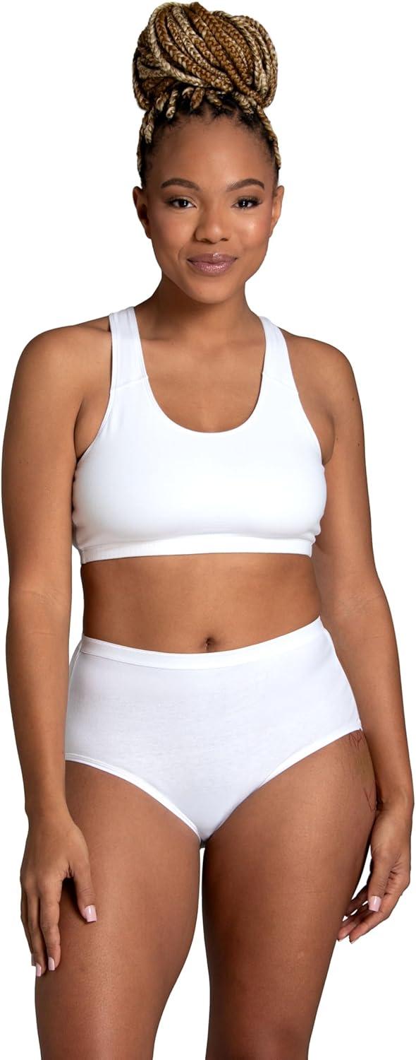 imageFruit of the Loom Womens Eversoft Cotton Underwear Multipacks Tag Free ampamp Breathable Available in Plus SizeBrief  White