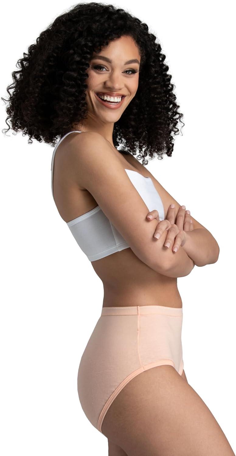 imageFruit of the Loom Womens Eversoft Cotton Underwear Multipacks Tag Free ampamp Breathable Available in Plus SizeBrief  WhitePinkNude