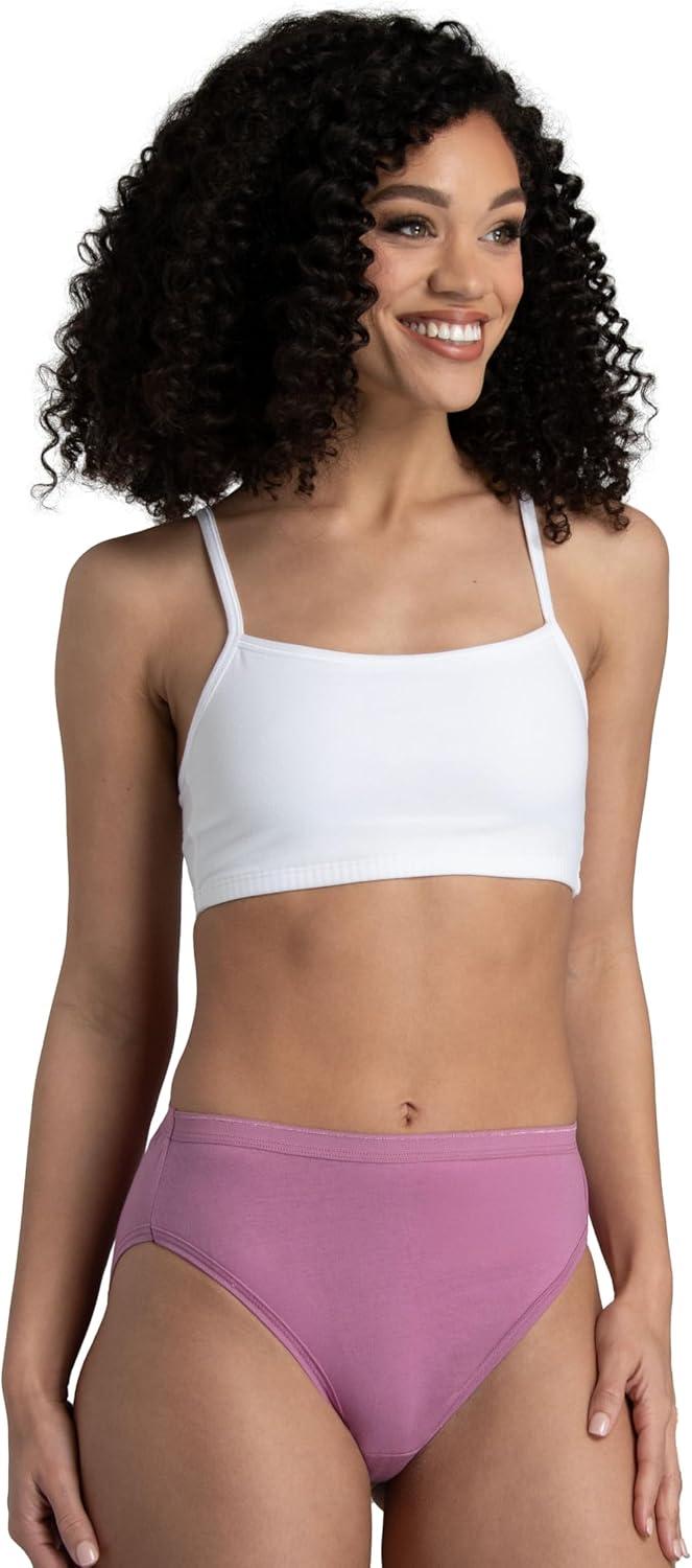 imageFruit of the Loom Womens Eversoft Cotton Underwear Multipacks Tag Free ampamp Breathable Available in Plus SizeHi Cut  NavyWhitePink