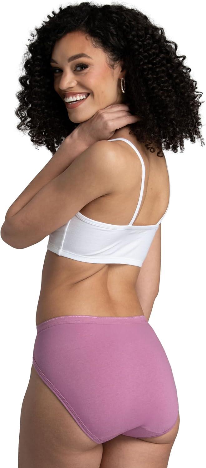 imageFruit of the Loom Womens Eversoft Cotton Underwear Multipacks Tag Free ampamp Breathable Available in Plus SizeHi Cut  NavyWhitePink