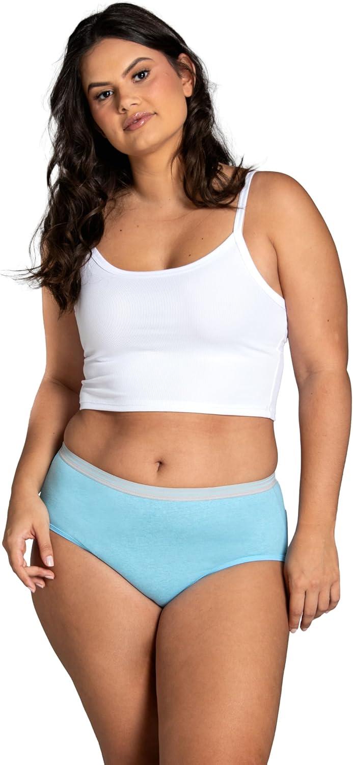 imageFruit of the Loom Womens Eversoft Cotton Underwear Multipacks Tag Free ampamp Breathable Available in Plus SizeLow Rise Brief  GreyPinkBlue