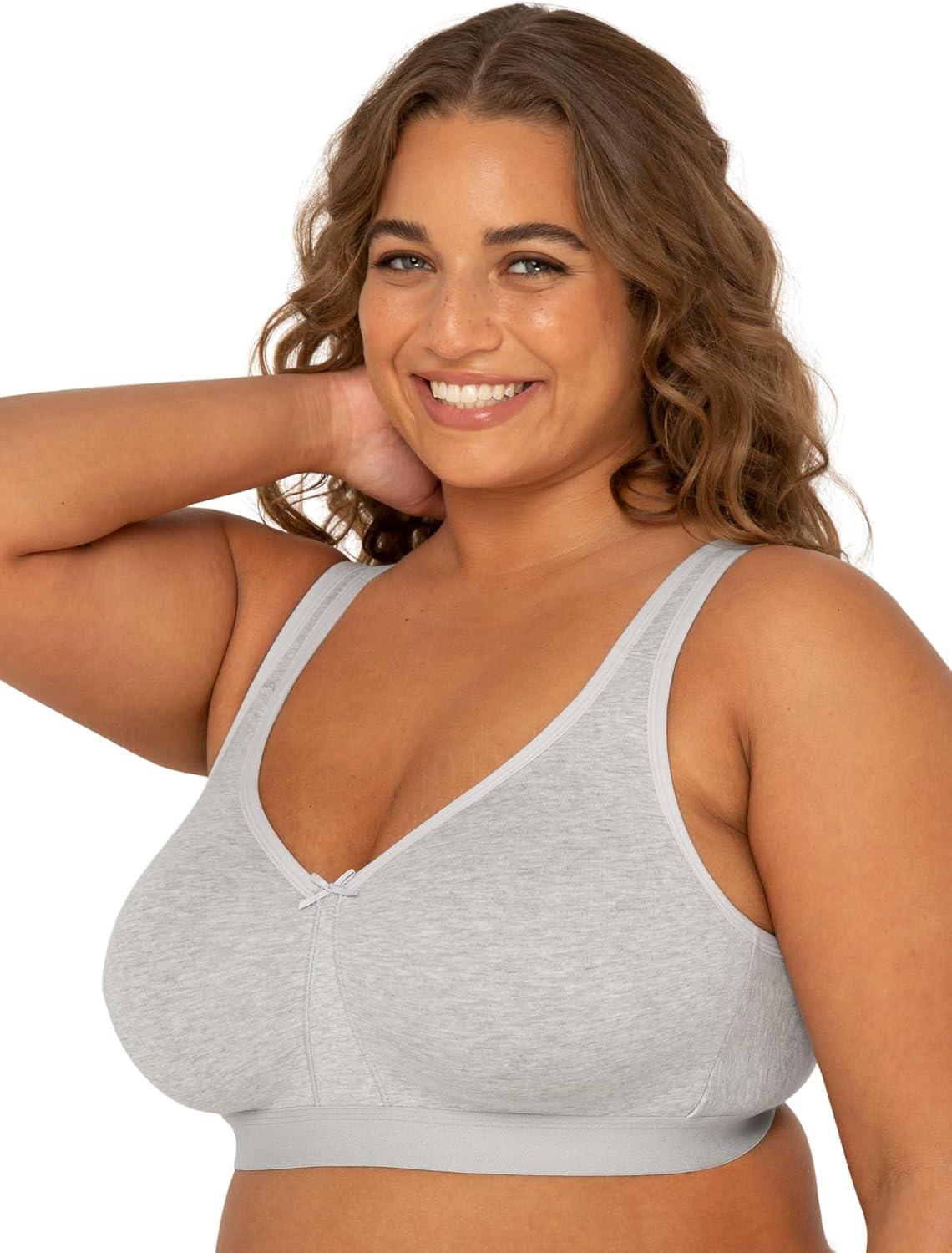 imageFruit of the Loom Womens Fit for Me Collection PlusSize Wireless Bra  Soft Cotton Comfort ampamp SupportHeather Grey