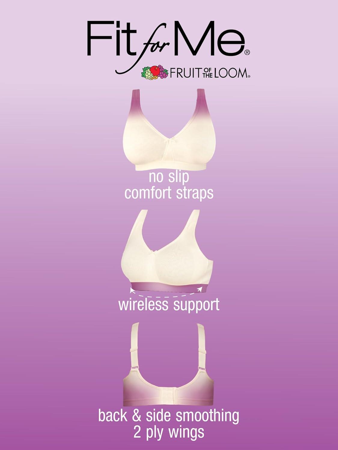 imageFruit of the Loom Womens Fit for Me Collection PlusSize Wireless Bra  Soft Cotton Comfort ampamp SupportHeather Grey