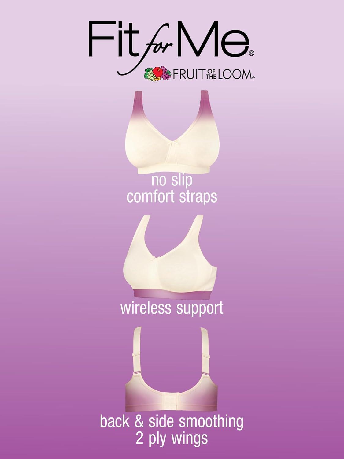 imageFruit of the Loom Womens Fit for Me Collection PlusSize Wireless Bra  Soft Cotton Comfort ampamp SupportSand