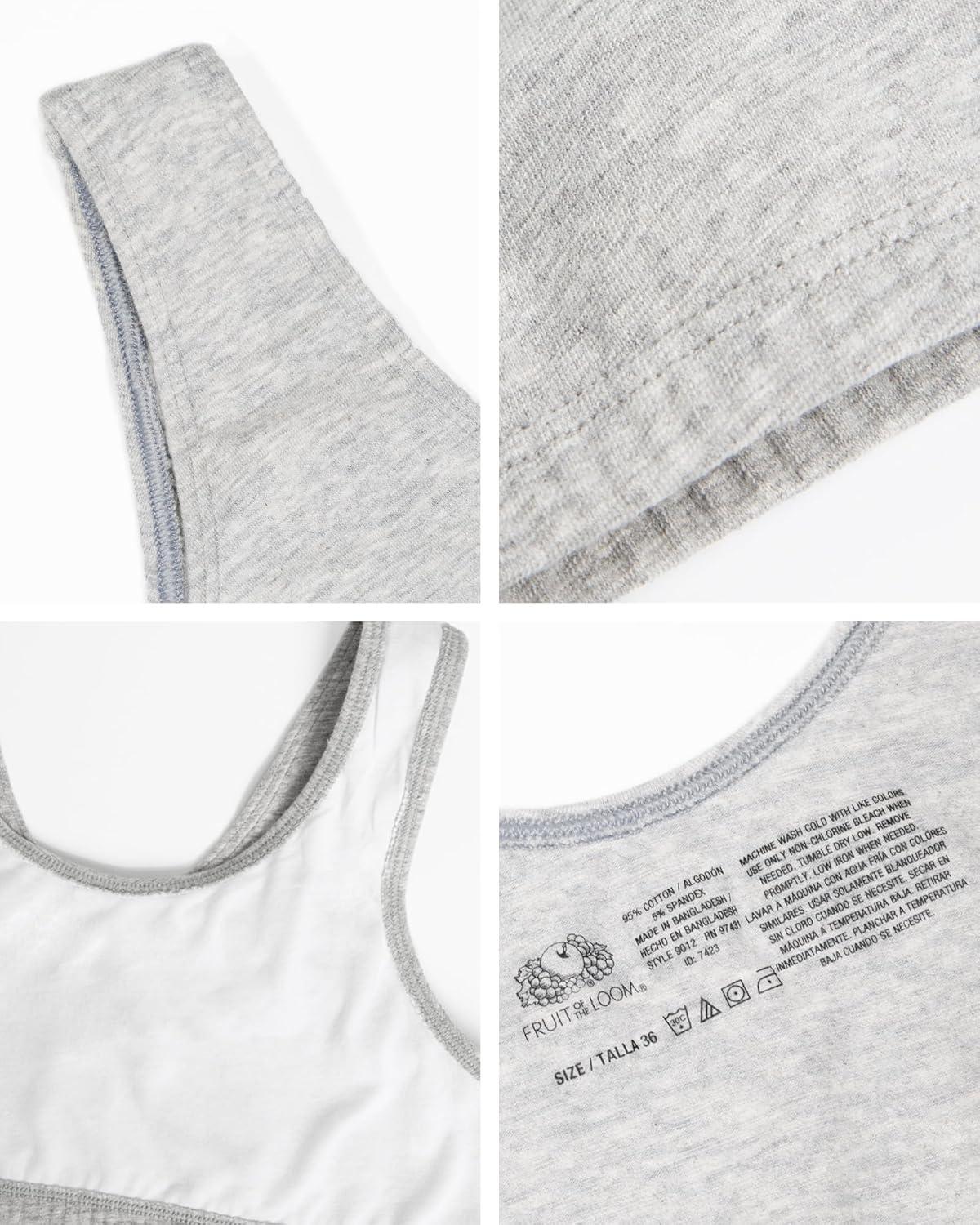 imageFruit of the Loom Womens MultiPack Tank Top Style Sports BraCottage StripesSkipper BlueGrey HeatherWhite