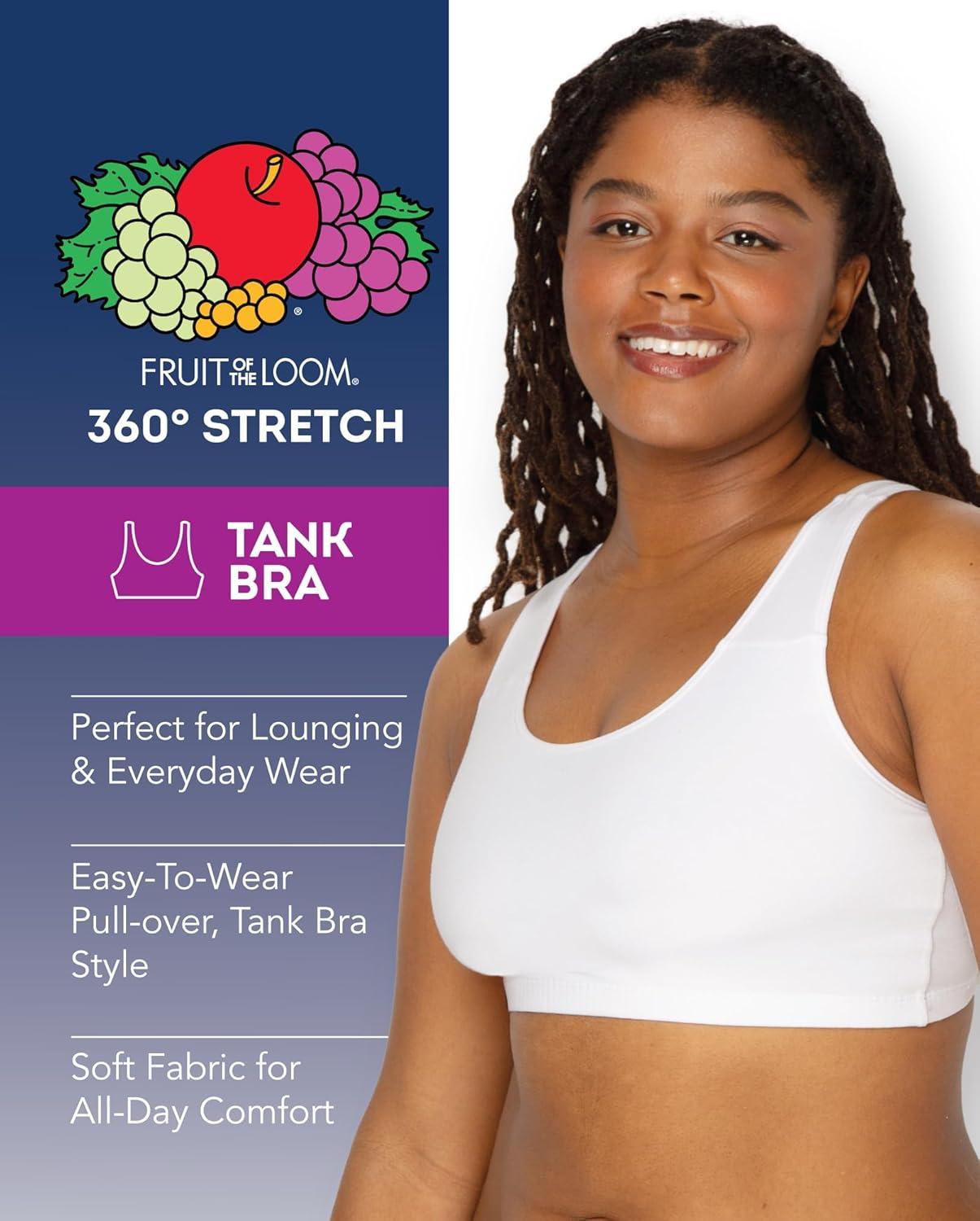 imageFruit of the Loom Womens MultiPack Tank Top Style Sports BraCottage StripesSkipper BlueGrey HeatherWhite
