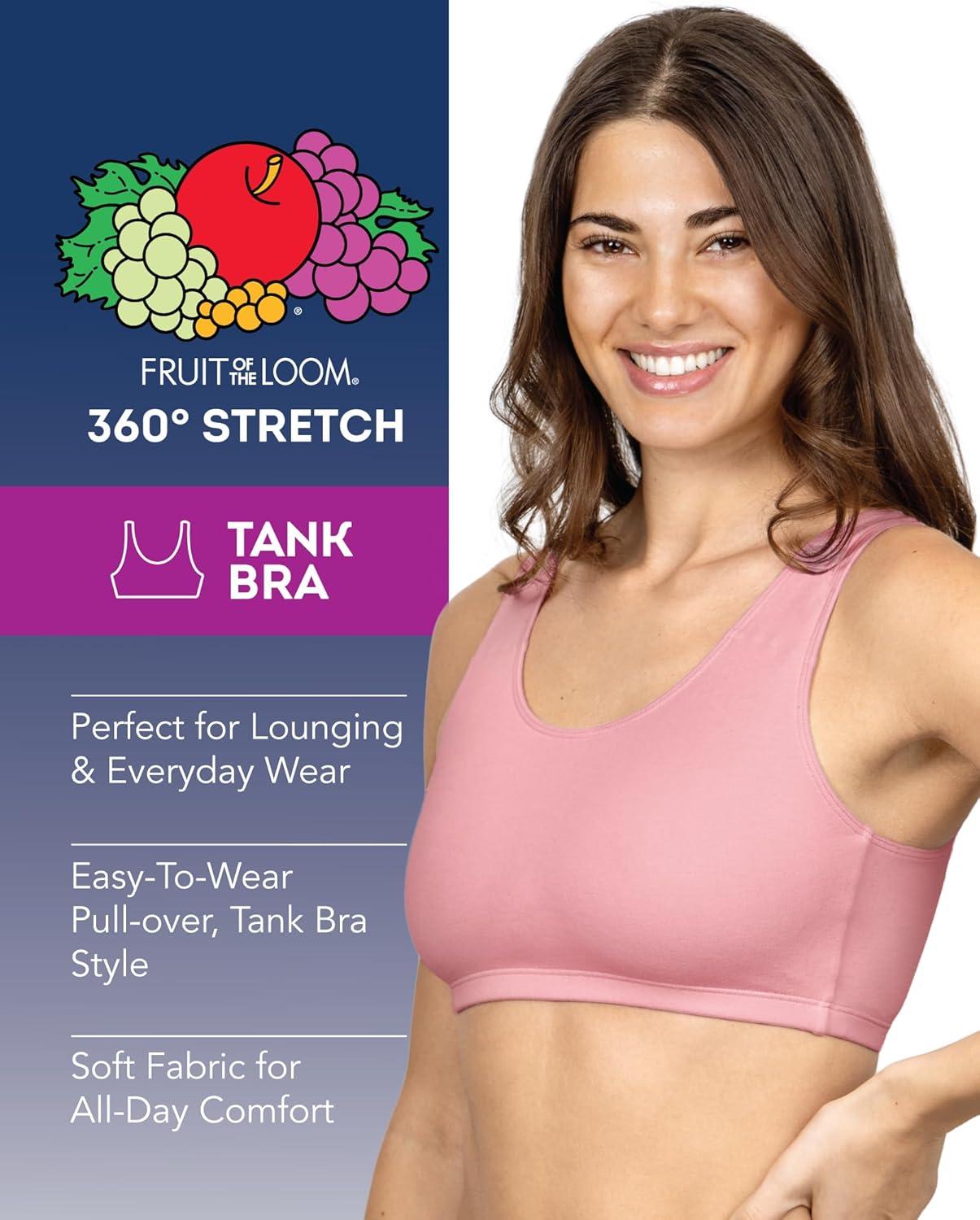 imageFruit of the Loom Womens MultiPack Tank Top Style Sports BraDancing RosebudsLilasGrey