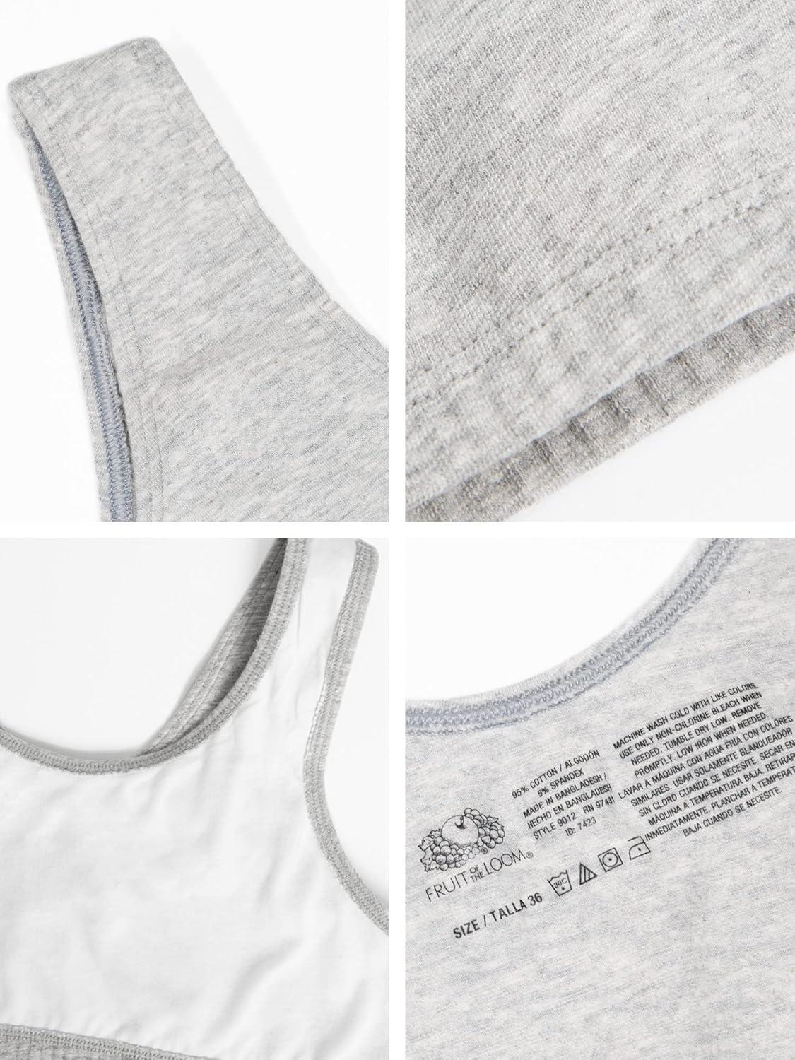 imageFruit of the Loom Womens MultiPack Tank Top Style Sports BraDancing RosebudsLilasGrey