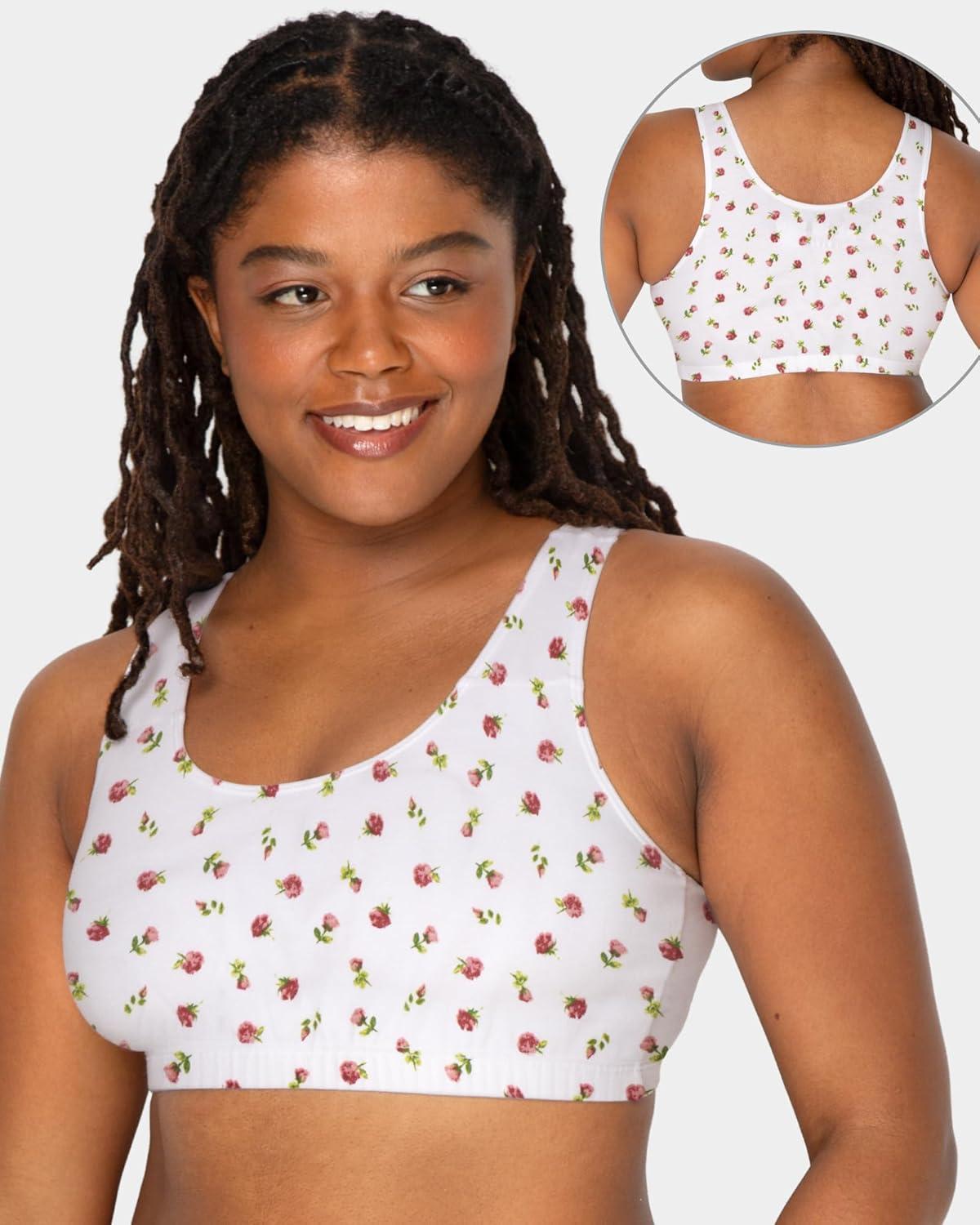imageFruit of the Loom Womens MultiPack Tank Top Style Sports BraDancing RosebudsLilasGrey