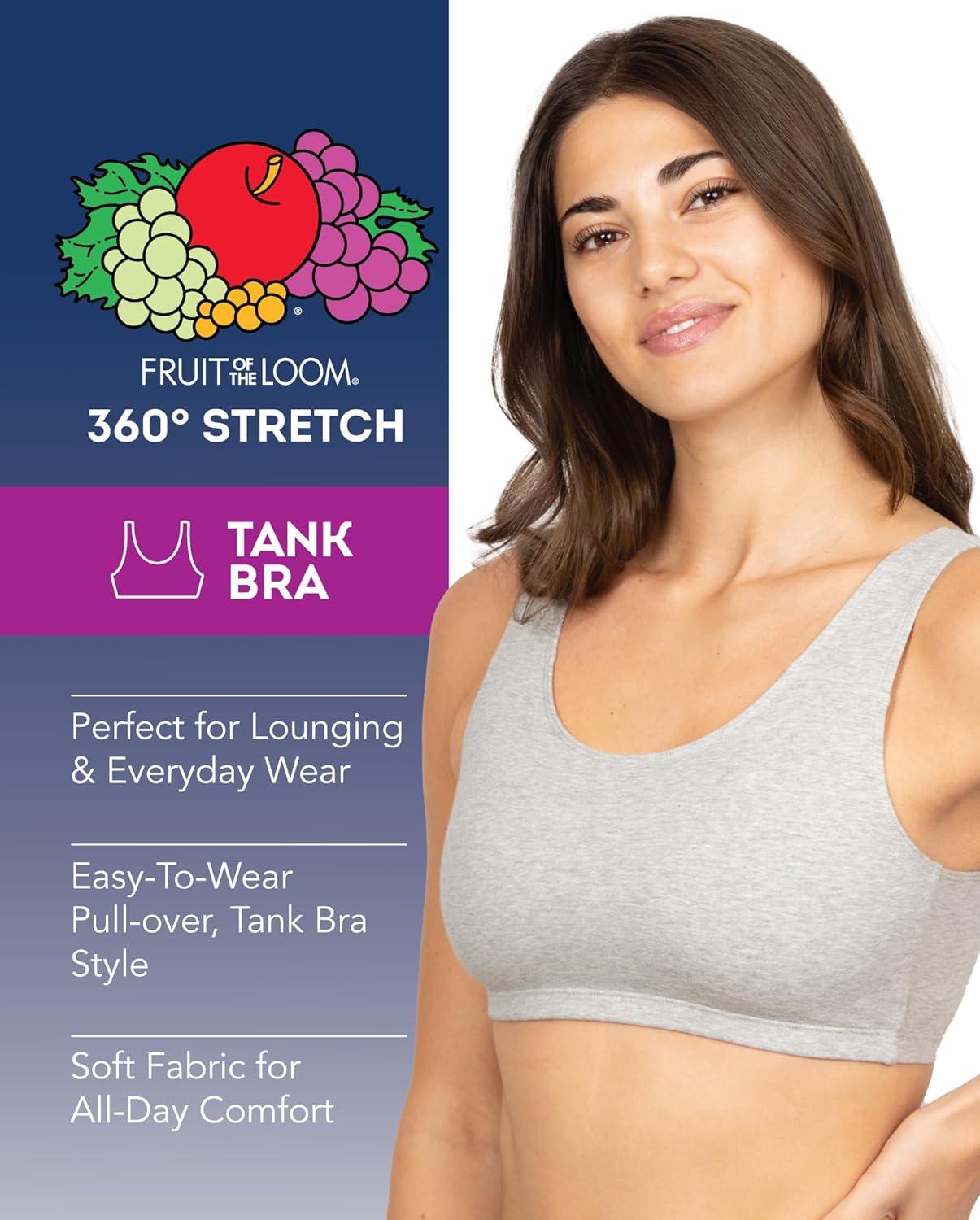 imageFruit of the Loom Womens MultiPack Tank Top Style Sports BraGreyGreyGrey