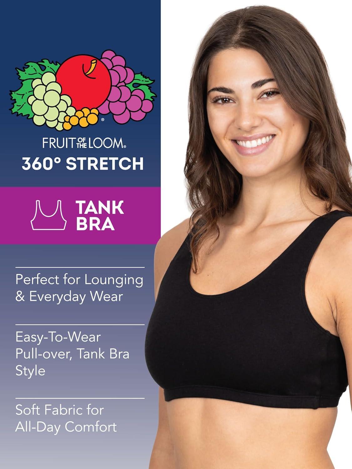 imageFruit of the Loom Womens MultiPack Tank Top Style Sports BraHeath G W Blk White Black