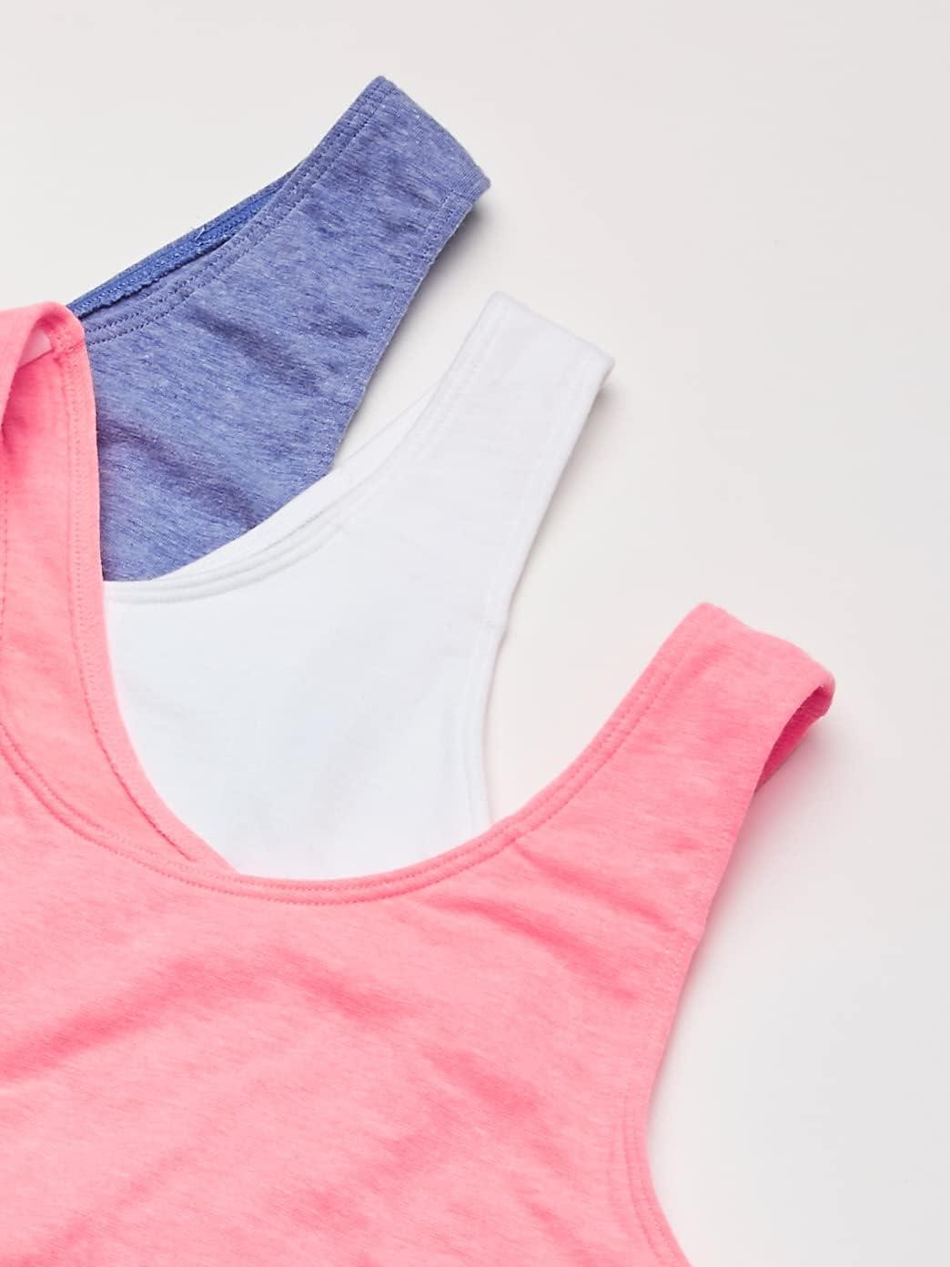 imageFruit of the Loom Womens MultiPack Tank Top Style Sports BraHeather BluePopsicle PinkWhite