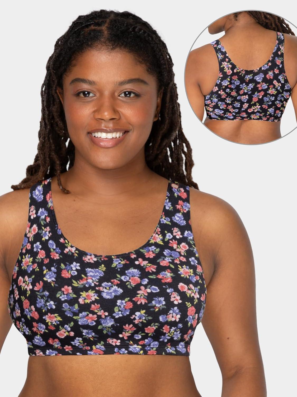 imageFruit of the Loom Womens MultiPack Tank Top Style Sports BraMidnight MeadowLilasGrey HeatherBlack Hue