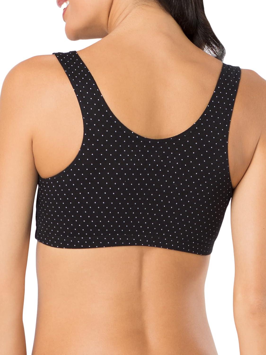 imageFruit of the Loom Womens MultiPack Tank Top Style Sports BraPin DotPopsicle PinkWhite