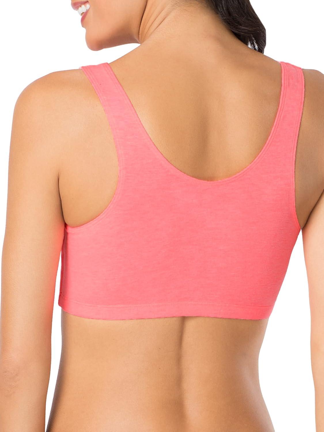 imageFruit of the Loom Womens MultiPack Tank Top Style Sports BraPin DotPopsicle PinkWhite