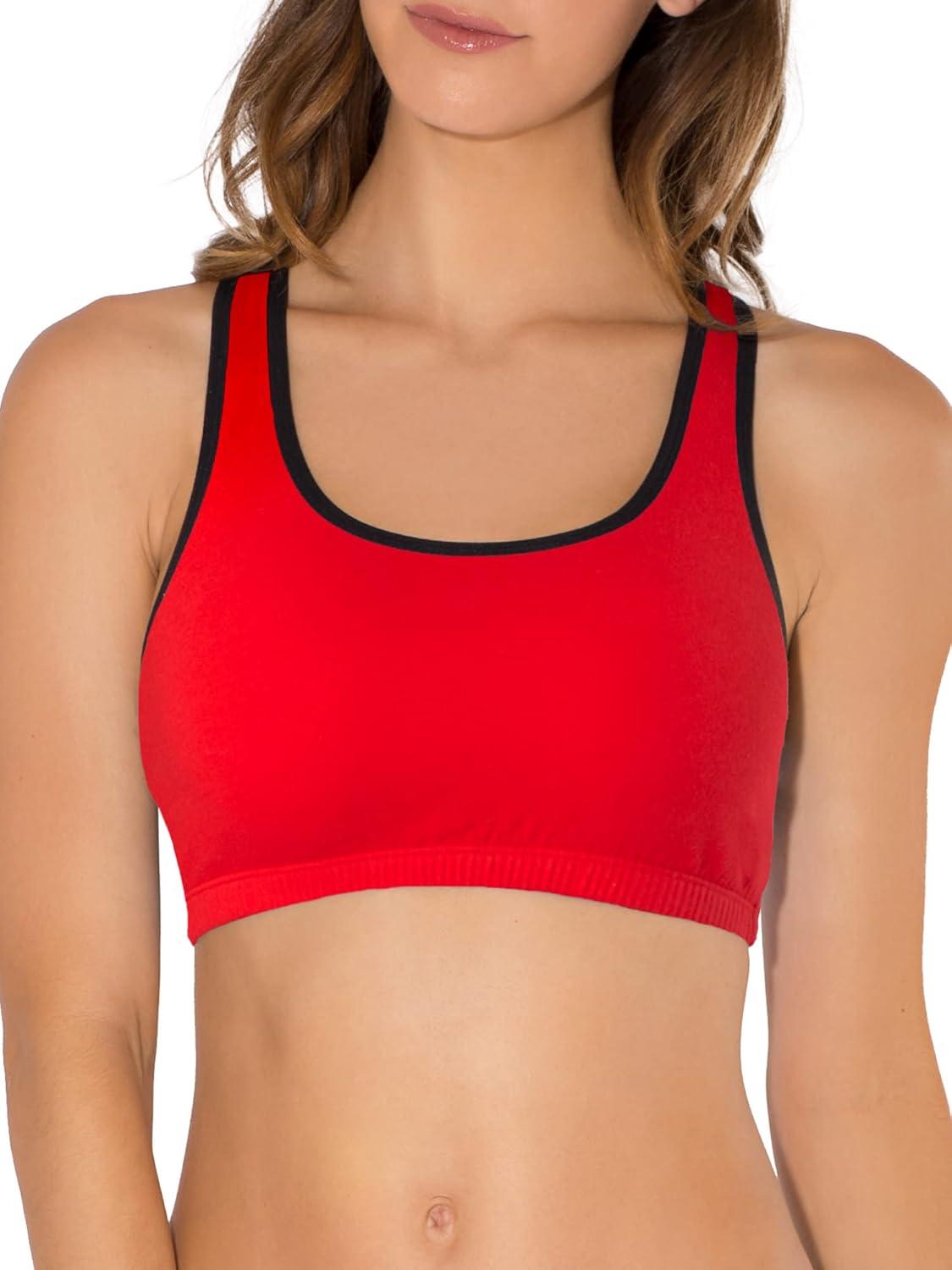 imageFruit of the Loom Womens MultiPack Tank Top Style Sports BraRed Hot With BlackCharcoalBlack