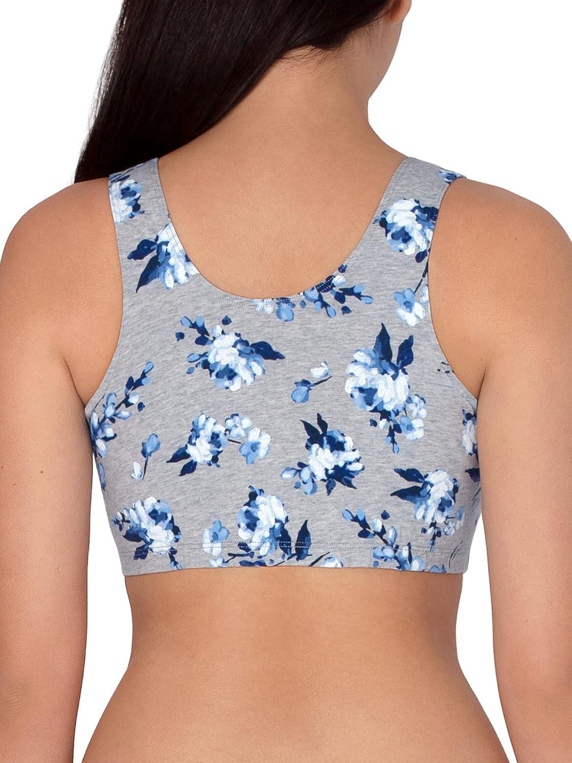 imageFruit of the Loom Womens MultiPack Tank Top Style Sports BraRose Impression PrintWhiteBlue