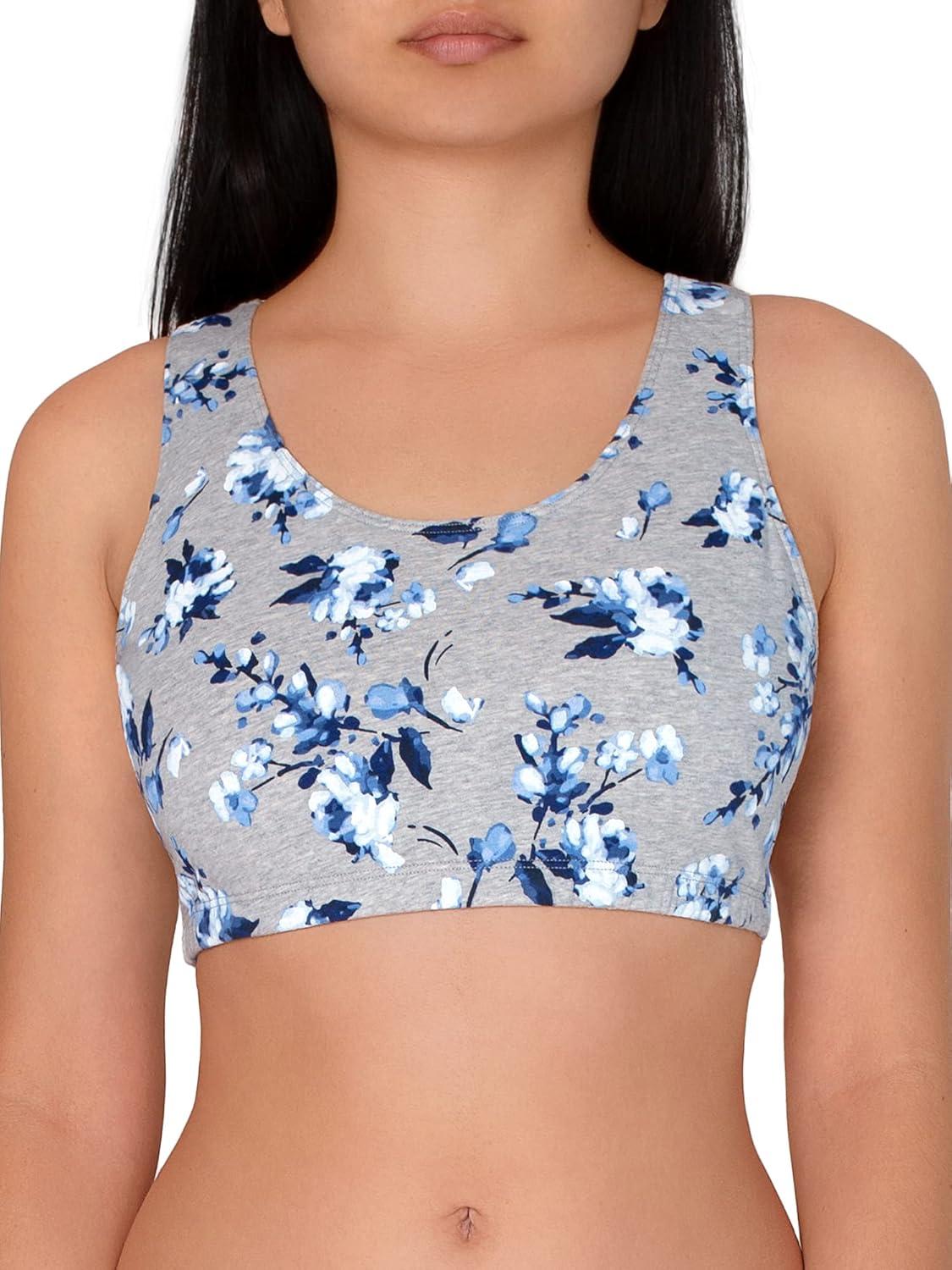 imageFruit of the Loom Womens MultiPack Tank Top Style Sports BraRose Impression PrintWhiteBlue