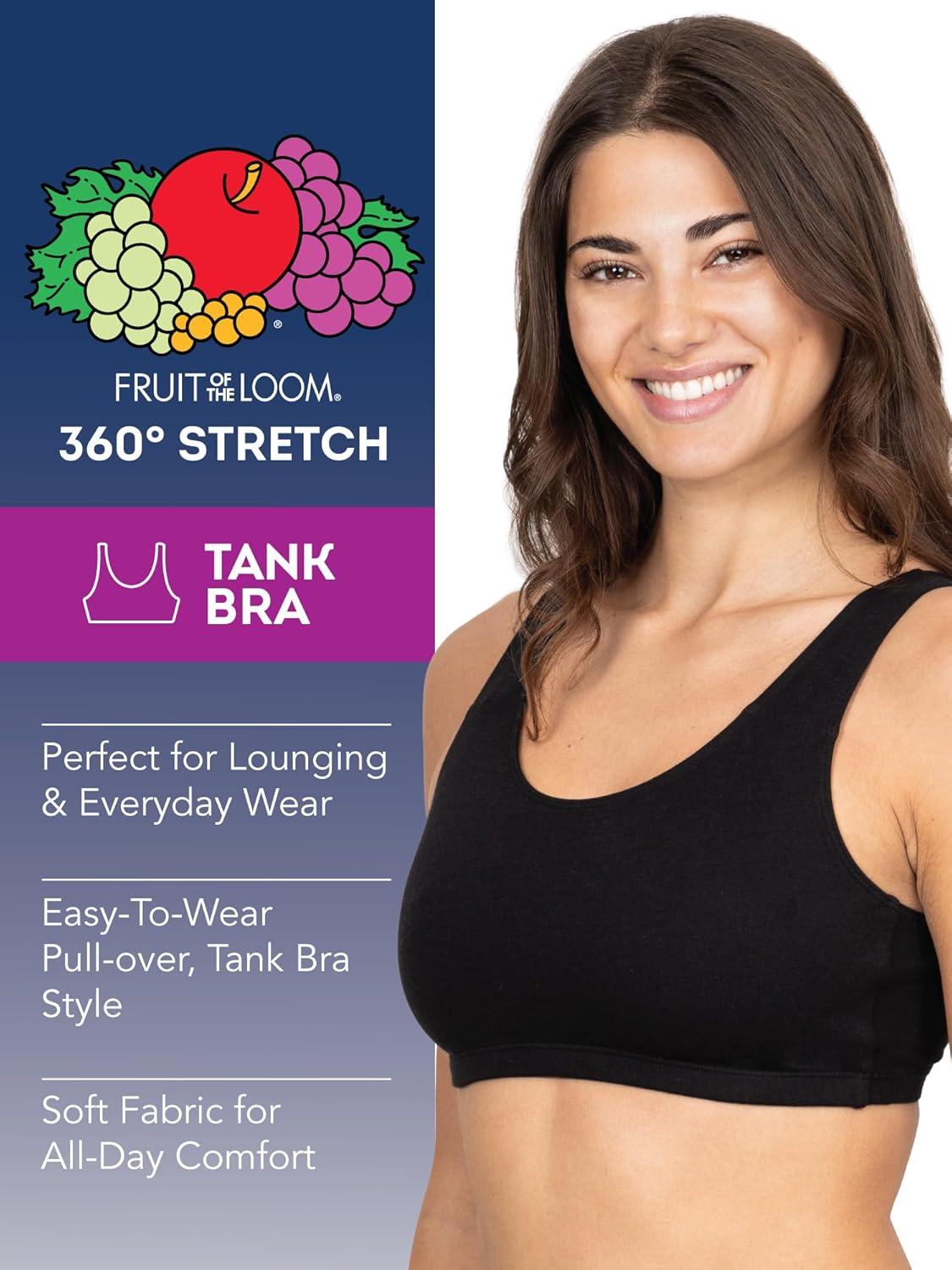 imageFruit of the Loom Womens MultiPack Tank Top Style Sports BraSandWhiteHeather GreyBlackBlushCharcoal