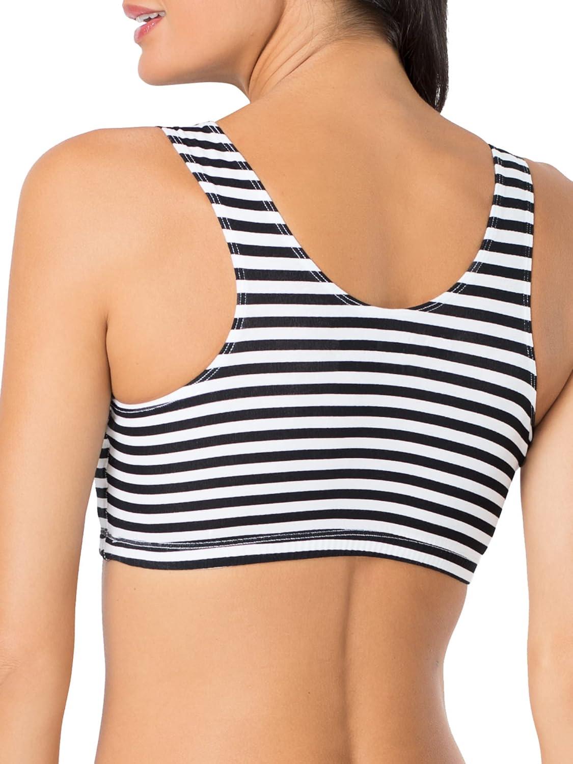 imageFruit of the Loom Womens MultiPack Tank Top Style Sports BraSkinny StripeBlack HueRed HotWhite