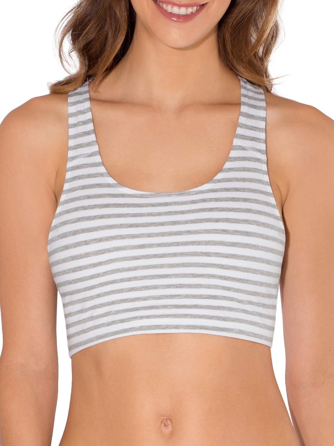 imageFruit of the Loom Womens MultiPack Tank Top Style Sports BraSkinny StripeWhiteHeather Grey