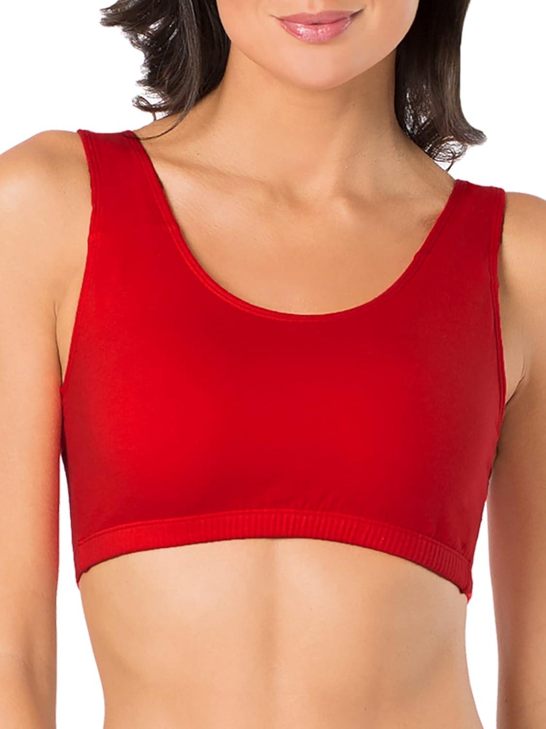 imageFruit of the Loom Womens MultiPack Tank Top Style Sports BraSkinny StripeWhiteRed Hot