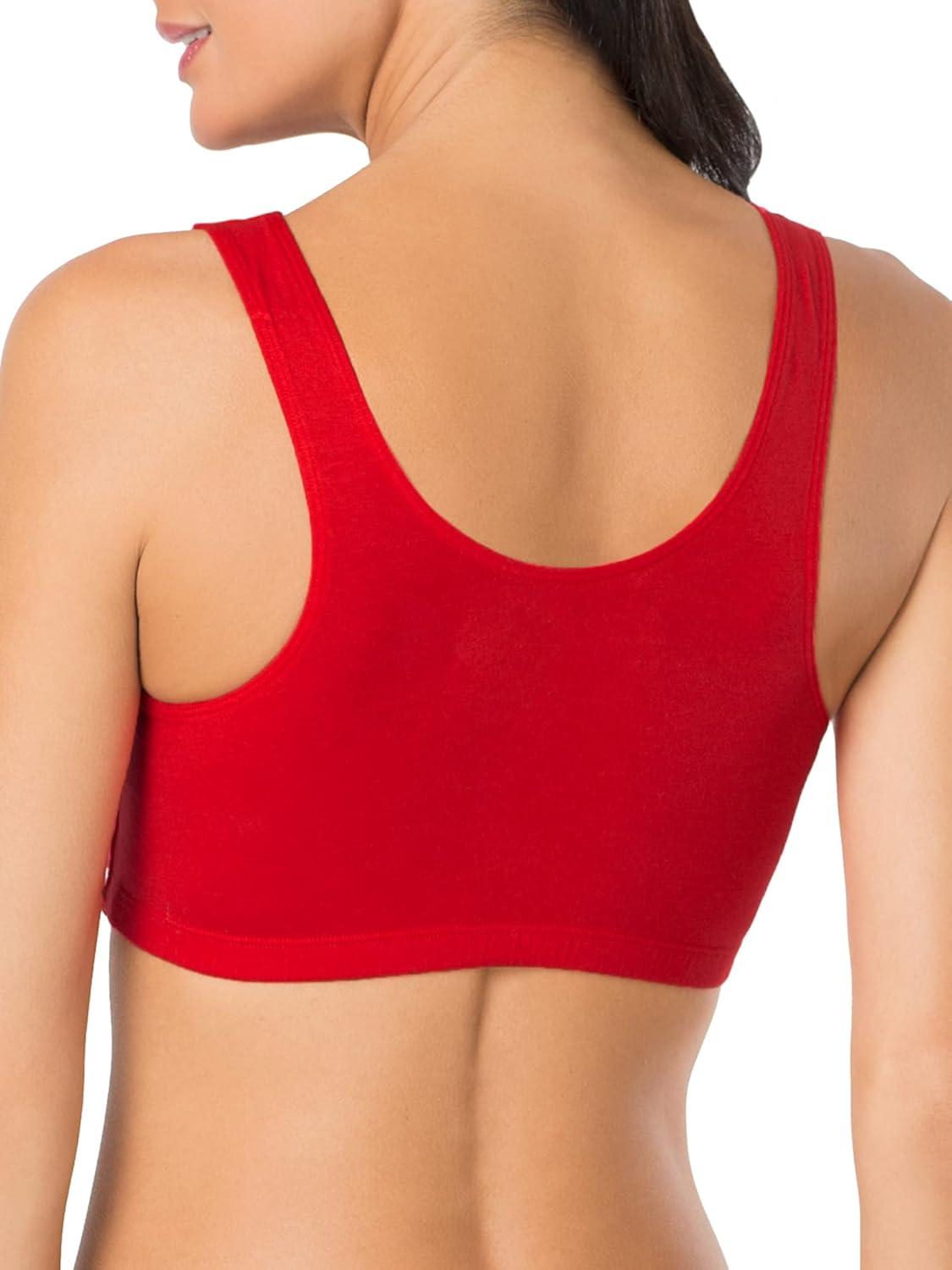 imageFruit of the Loom Womens MultiPack Tank Top Style Sports BraSkinny StripeWhiteRed Hot