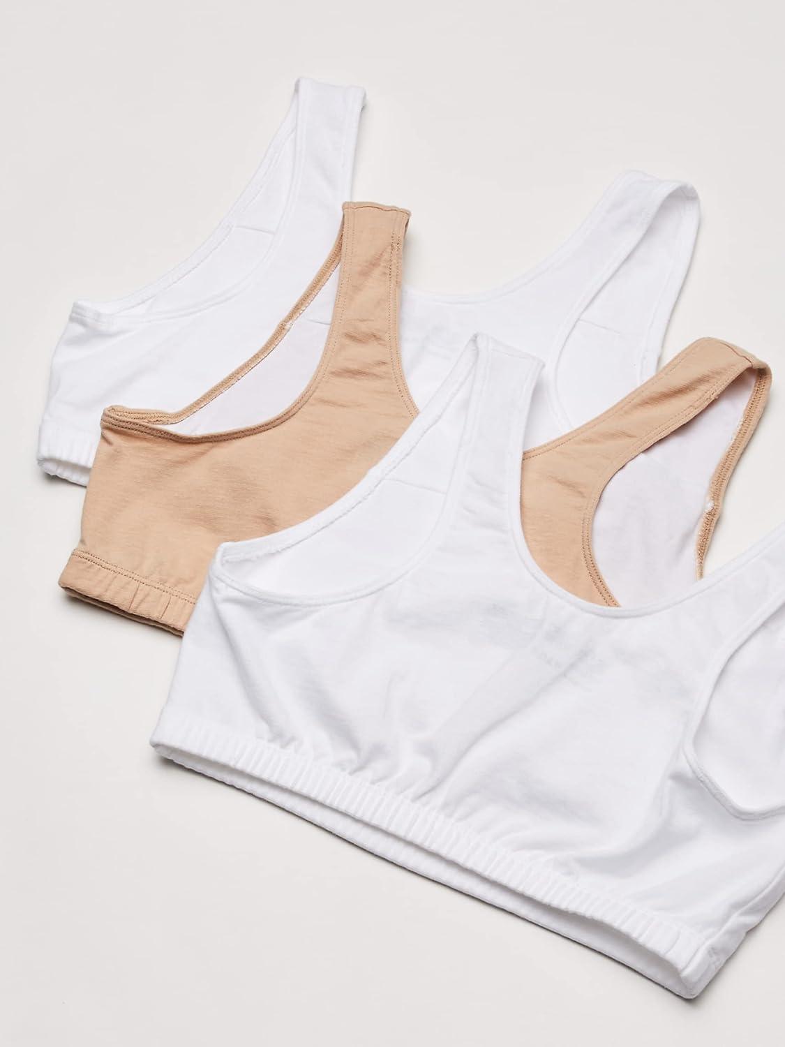 imageFruit of the Loom Womens MultiPack Tank Top Style Sports BraWhiteSandWhite