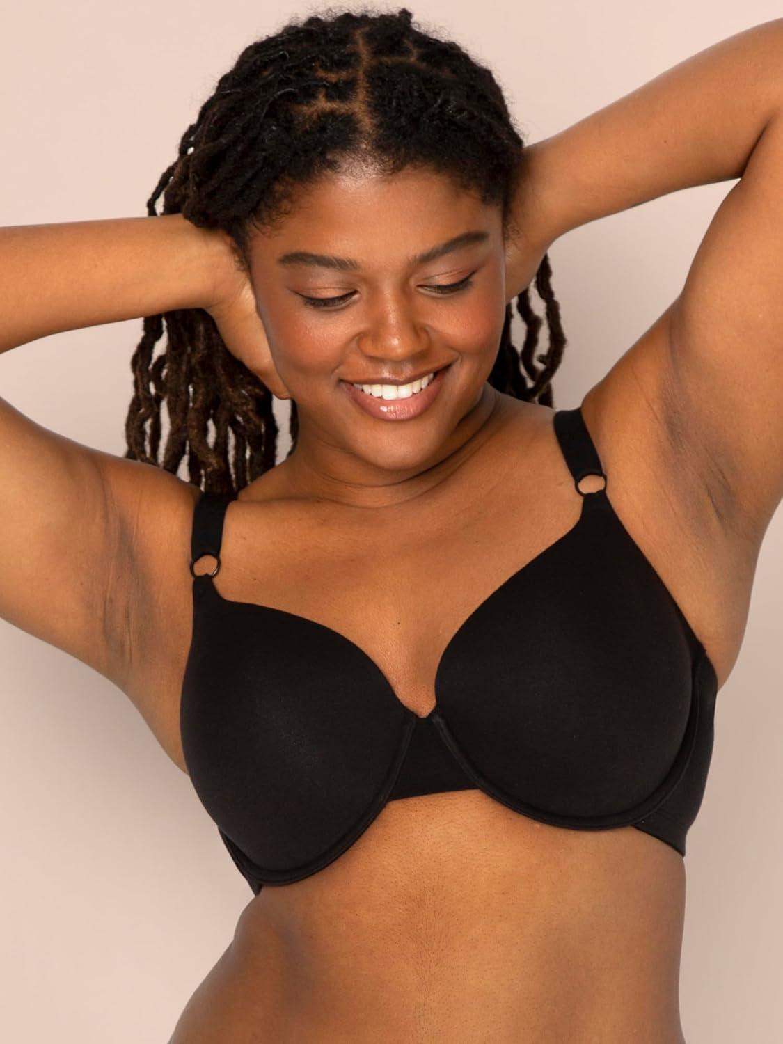 imageFruit of the Loom Womens Smooth Cotton TShirt Bra Pack  UltraSoft Flexible and Invisible Under TeesBlack HueBlack Hue