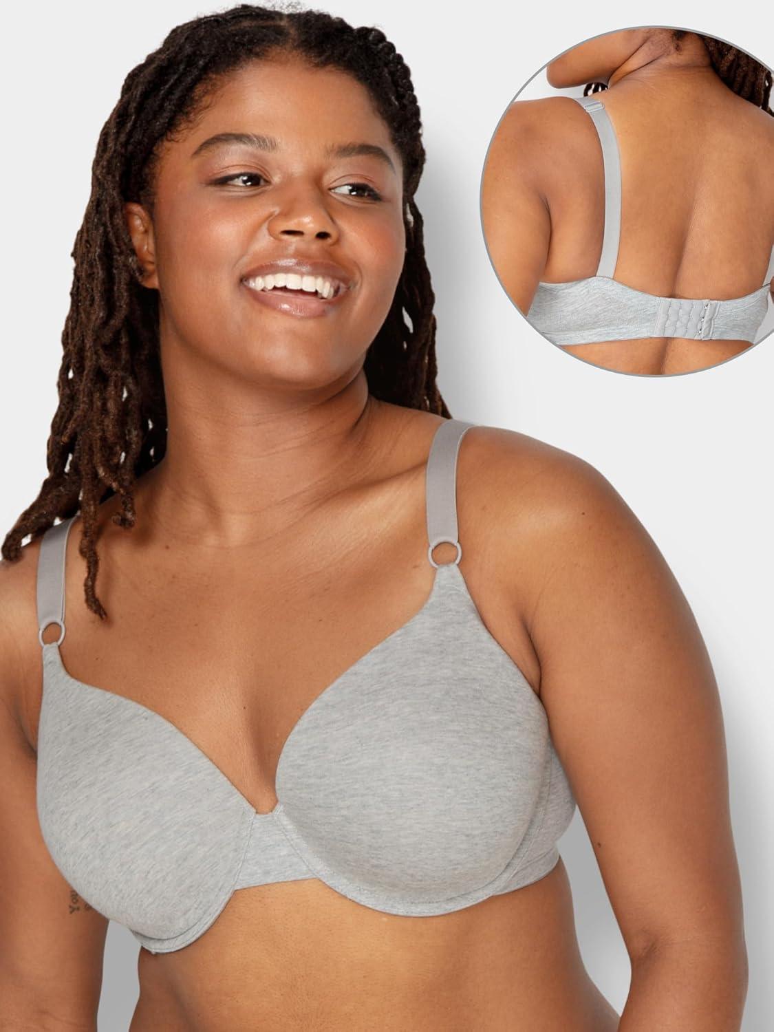 imageFruit of the Loom Womens Smooth Cotton TShirt Bra Pack  UltraSoft Flexible and Invisible Under TeesBlack HueGrey Heather
