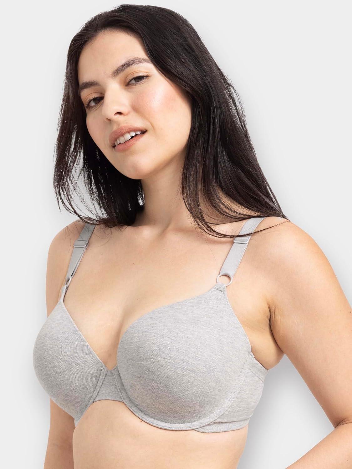 imageFruit of the Loom Womens Smooth Cotton TShirt Bra Pack  UltraSoft Flexible and Invisible Under TeesBlack HueGrey Heather