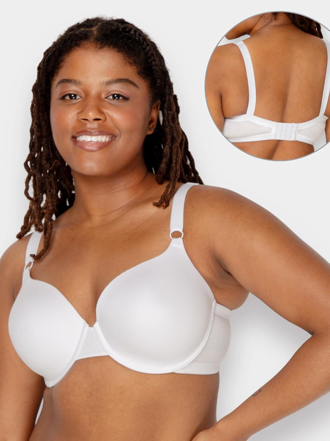 imageFruit of the Loom Womens Smooth Cotton TShirt Bra Pack  UltraSoft Flexible and Invisible Under TeesBlack HueSandWhite