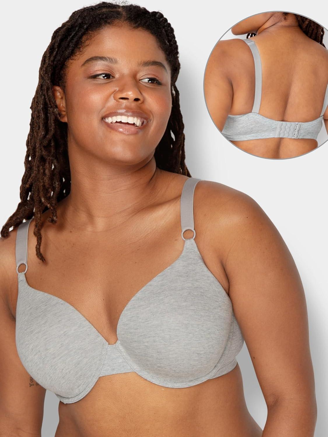 imageFruit of the Loom Womens Smooth Cotton TShirt Bra Pack  UltraSoft Flexible and Invisible Under TeesBlushing RoseWhiteGrey Heather