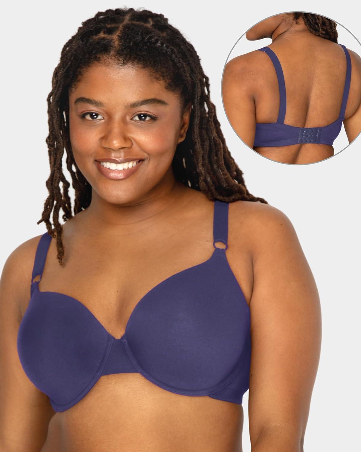 imageFruit of the Loom Womens Smooth Cotton TShirt Bra Pack  UltraSoft Flexible and Invisible Under TeesDeja BlueSkipper BlueGrey Heather
