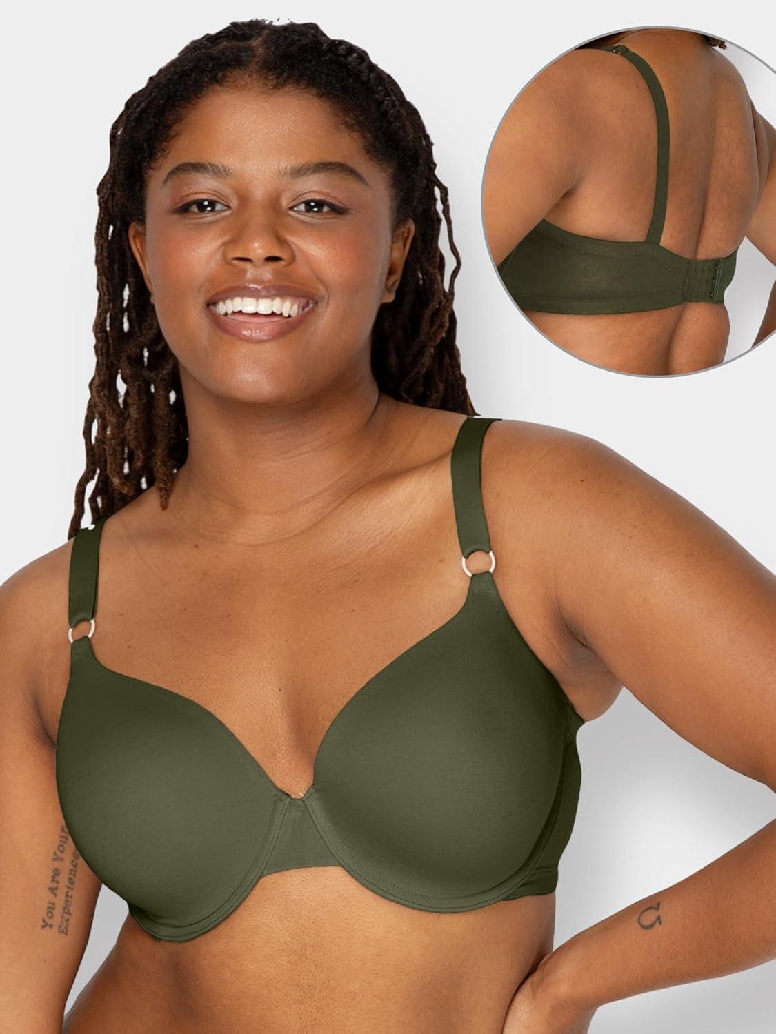 imageFruit of the Loom Womens Smooth Cotton TShirt Bra Pack  UltraSoft Flexible and Invisible Under TeesDesert DuskGrey HeatherOlive