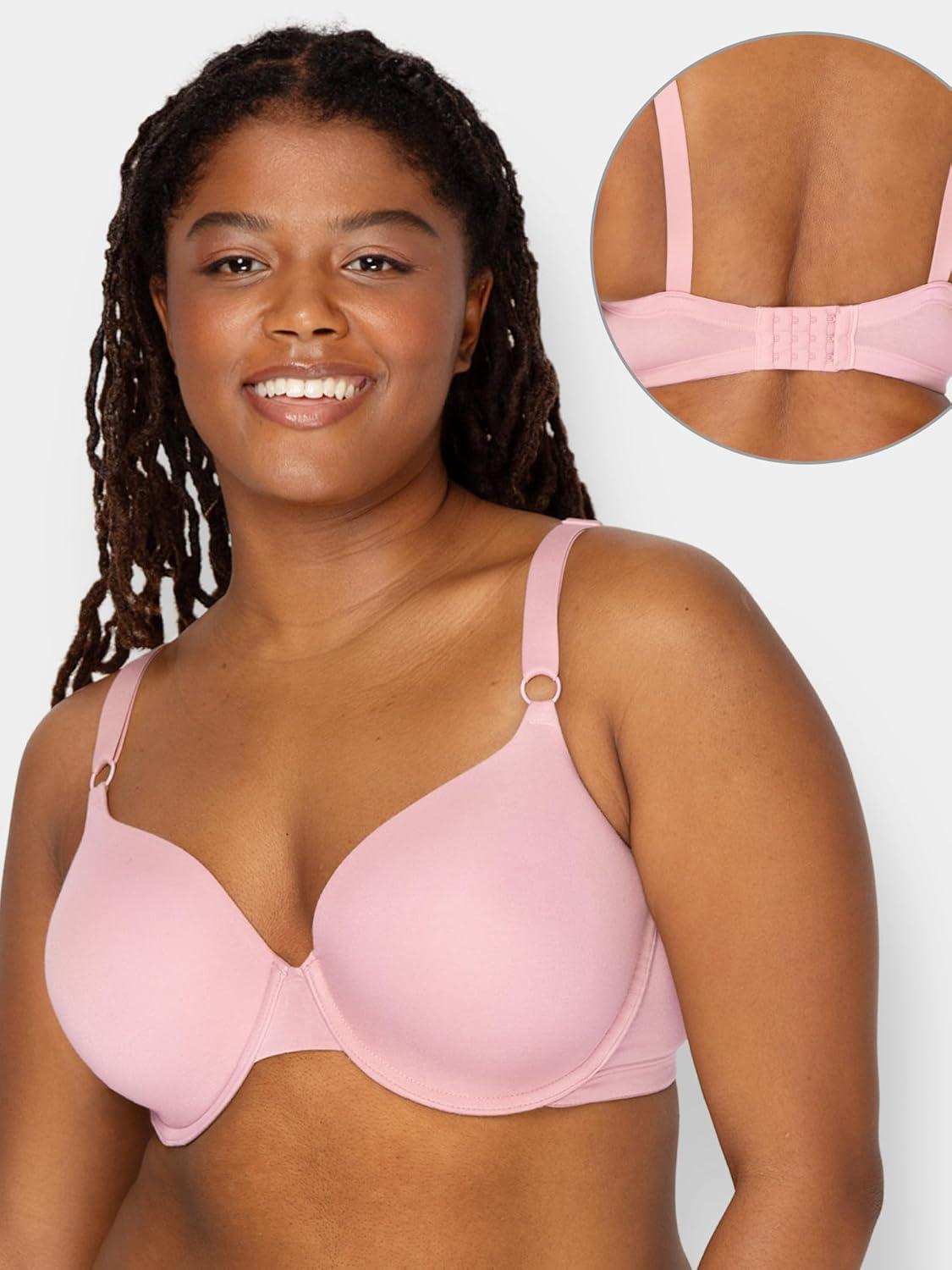 imageFruit of the Loom Womens Smooth Cotton TShirt Bra Pack  UltraSoft Flexible and Invisible Under TeesGrey HeatherBlushing Rose