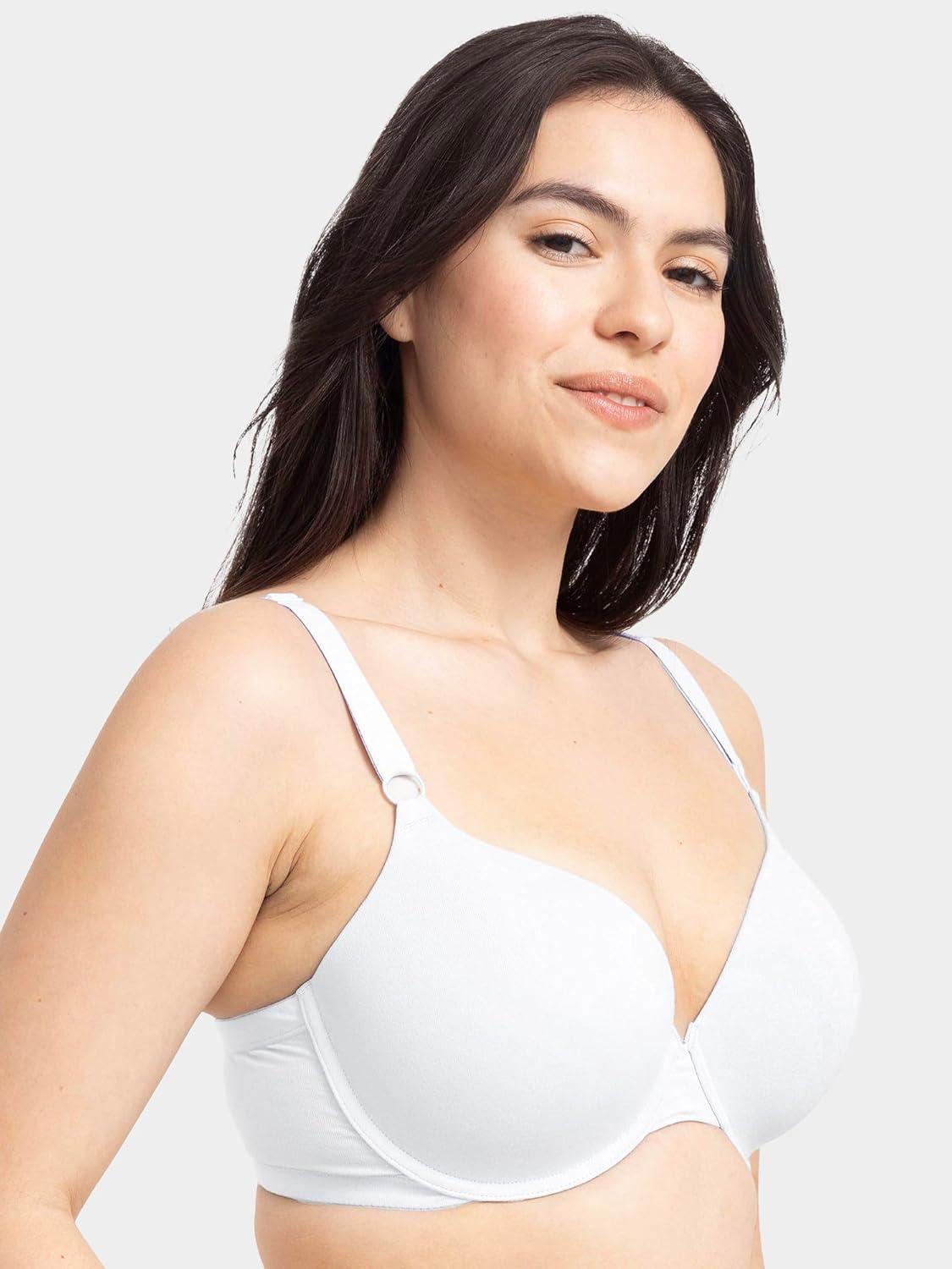 imageFruit of the Loom Womens Smooth Cotton TShirt Bra Pack  UltraSoft Flexible and Invisible Under TeesHeather GreyWhite