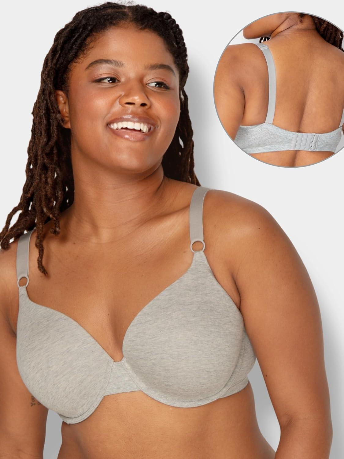 imageFruit of the Loom Womens Smooth Cotton TShirt Bra Pack  UltraSoft Flexible and Invisible Under TeesHeather GreyWhite