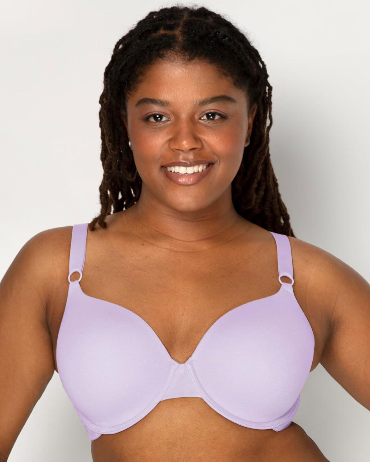 imageFruit of the Loom Womens Smooth Cotton TShirt Bra Pack  UltraSoft Flexible and Invisible Under TeesLilac WhisperPurple VelvetBlack